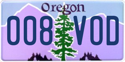 OR license plate 008VOD