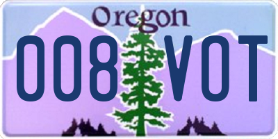 OR license plate 008VOT