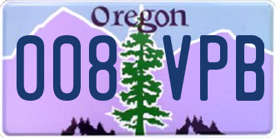 OR license plate 008VPB