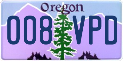OR license plate 008VPD