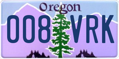 OR license plate 008VRK