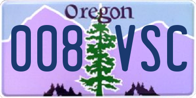 OR license plate 008VSC