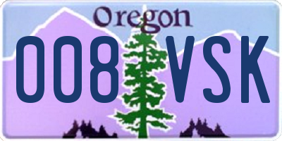 OR license plate 008VSK
