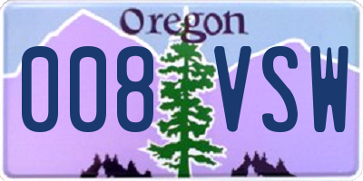 OR license plate 008VSW