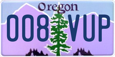 OR license plate 008VUP