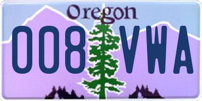 OR license plate 008VWA