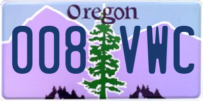OR license plate 008VWC