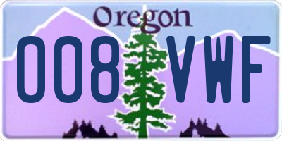 OR license plate 008VWF