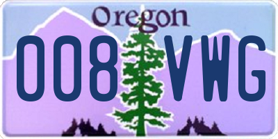 OR license plate 008VWG