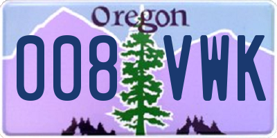 OR license plate 008VWK