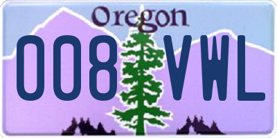 OR license plate 008VWL