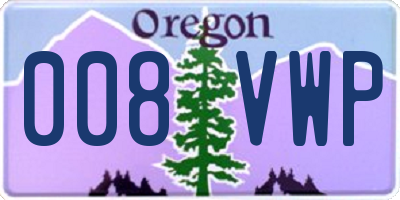OR license plate 008VWP