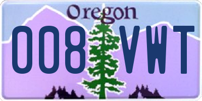 OR license plate 008VWT