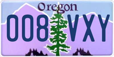 OR license plate 008VXY