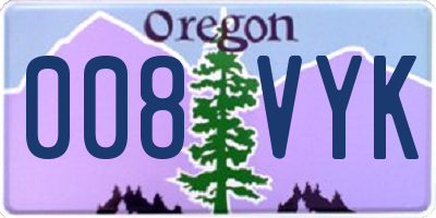 OR license plate 008VYK