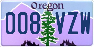 OR license plate 008VZW