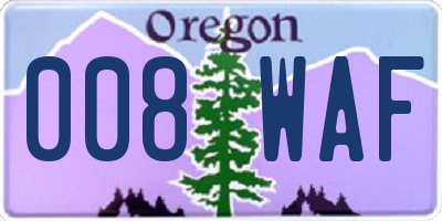 OR license plate 008WAF