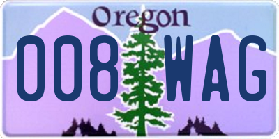 OR license plate 008WAG