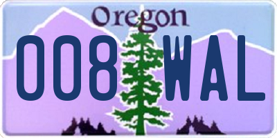 OR license plate 008WAL