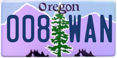 OR license plate 008WAN
