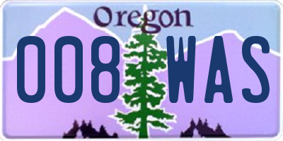 OR license plate 008WAS