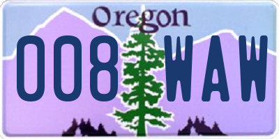OR license plate 008WAW