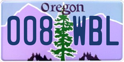 OR license plate 008WBL