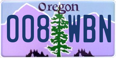 OR license plate 008WBN