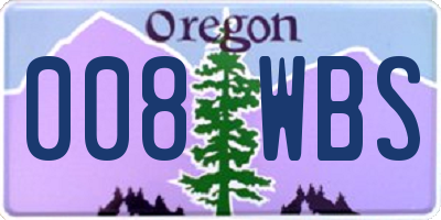 OR license plate 008WBS