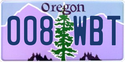 OR license plate 008WBT