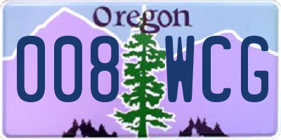 OR license plate 008WCG
