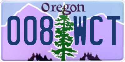 OR license plate 008WCT