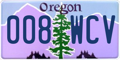 OR license plate 008WCV