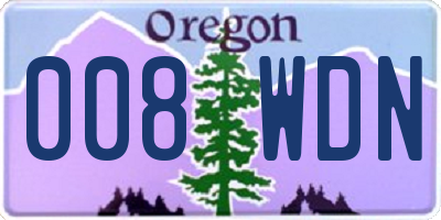 OR license plate 008WDN