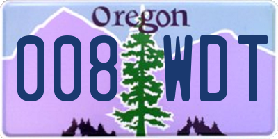OR license plate 008WDT