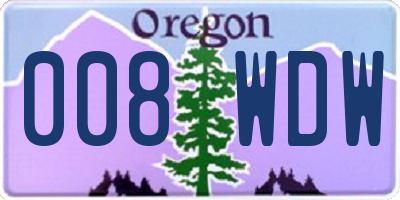 OR license plate 008WDW