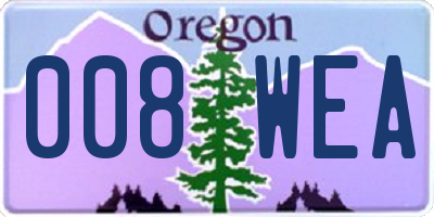 OR license plate 008WEA