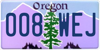 OR license plate 008WEJ