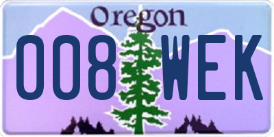 OR license plate 008WEK