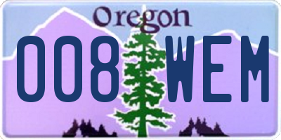 OR license plate 008WEM