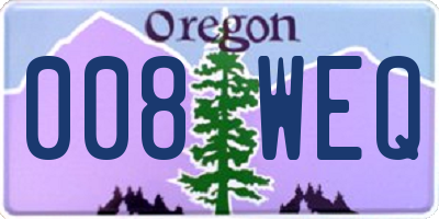 OR license plate 008WEQ