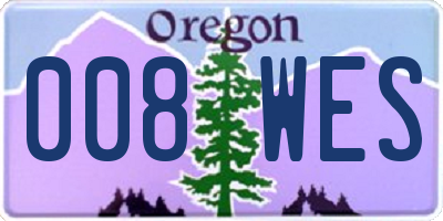 OR license plate 008WES
