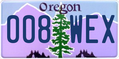 OR license plate 008WEX