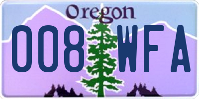 OR license plate 008WFA