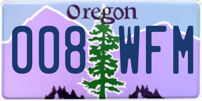 OR license plate 008WFM