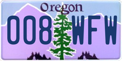 OR license plate 008WFW