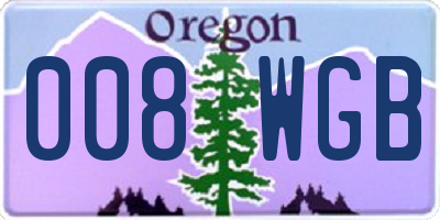 OR license plate 008WGB