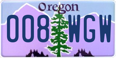 OR license plate 008WGW