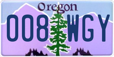 OR license plate 008WGY