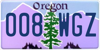 OR license plate 008WGZ